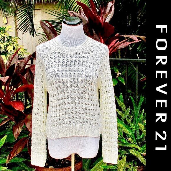 🍍3/$15🍍 Forever 21 Crochet Open Knit Sweater - Picture 1 of 5